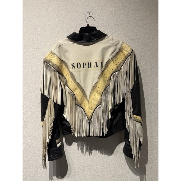 Vintage Unisex Leather Fringe Western Jacket Snakeskin Rodeo Mexico Cowboy - Picture 2 of 10